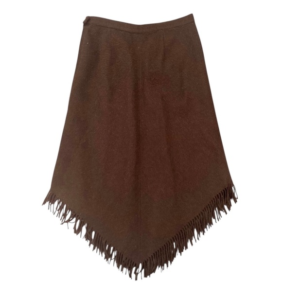 Peruvian Connection Baby Alpaca Wool Fringe Skirt in Chestnut Truffle Brown - Picture 7 of 9